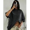 image:imageUOUA Women Oversized Graphic TShirt Casual Cotton Tees Printed Summer TopsWashed Black