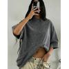 image:imageUOUA Women Oversized Graphic TShirt Casual Cotton Tees Printed Summer TopsWashed Grey