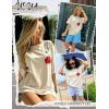 image:imageUOUA Women Oversized Graphic TShirt Casual Cotton Tees Printed Summer TopsWashed Rosebeige