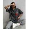 image:imageUOUA Women Oversized Graphic TShirt Casual Cotton Tees Printed Summer TopsWashed Roseblack