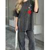 image:imageUOUA Women Oversized Graphic TShirt Casual Cotton Tees Printed Summer TopsWashed Roseblack