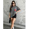 image:imageUOUA Women Oversized Graphic TShirt Casual Cotton Tees Printed Summer TopsWashed Rosegrey