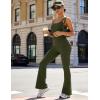 image:imageUOUA Womens 2 Piece Workout Sets Cami Racerback Tank Cargo Flare Leggings with Pockets Gym Yoga OutfitsArmy Green
