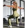 image:imageUOUA Womens 2 Piece Workout Sets Cami Racerback Tank Cargo Flare Leggings with Pockets Gym Yoga OutfitsArmy Green