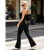 image:imageUOUA Womens 2 Piece Workout Sets Cami Racerback Tank Cargo Flare Leggings with Pockets Gym Yoga OutfitsBlack