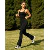 image:imageUOUA Womens 2 Piece Workout Sets Cami Racerback Tank Cargo Flare Leggings with Pockets Gym Yoga OutfitsBlack