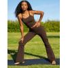 image:imageUOUA Womens 2 Piece Workout Sets Cami Racerback Tank Cargo Flare Leggings with Pockets Gym Yoga OutfitsBrown