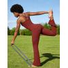 image:imageUOUA Womens 2 Piece Workout Sets Cami Racerback Tank Cargo Flare Leggings with Pockets Gym Yoga OutfitsDark Red