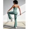 image:imageUOUA Womens 2 Piece Workout Sets Cami Racerback Tank Cargo Flare Leggings with Pockets Gym Yoga OutfitsGrey Blue