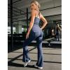 image:imageUOUA Womens 2 Piece Workout Sets Cami Racerback Tank Cargo Flare Leggings with Pockets Gym Yoga OutfitsNavy Blue