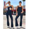 image:imageUOUA Womens 2 Piece Workout Sets Cami Racerback Tank Cargo Flare Leggings with Pockets Gym Yoga OutfitsNavy Blue