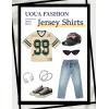 image:imageUOUA Womens Jersey Y2k Baggy Shirts Number Graphic Tees Oversized V Neck Tshirts Streetwear TopsBeige