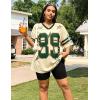 image:imageUOUA Womens Jersey Y2k Baggy Shirts Number Graphic Tees Oversized V Neck Tshirts Streetwear TopsBeige