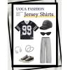 image:imageUOUA Womens Jersey Y2k Baggy Shirts Number Graphic Tees Oversized V Neck Tshirts Streetwear TopsBlack