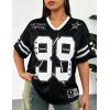 image:imageUOUA Womens Jersey Y2k Baggy Shirts Number Graphic Tees Oversized V Neck Tshirts Streetwear TopsBlack
