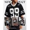 image:imageUOUA Womens Jersey Y2k Baggy Shirts Number Graphic Tees Oversized V Neck Tshirts Streetwear TopsBlack