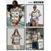 image:imageUOUA Womens Jersey Y2k Baggy Shirts Number Graphic Tees Oversized V Neck Tshirts Streetwear TopsBrownleaves