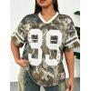 image:imageUOUA Womens Jersey Y2k Baggy Shirts Number Graphic Tees Oversized V Neck Tshirts Streetwear TopsBrownleaves
