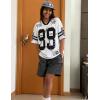 image:imageUOUA Womens Jersey Y2k Baggy Shirts Number Graphic Tees Oversized V Neck Tshirts Streetwear TopsWhite