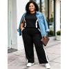 image:imageUOUA Womens Plus Size 2 Piece Outfit Summer Casual Lounge Set Sleeveless Tank Top Wide Leg Pants Travel Vacation ClothingBlack