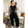 image:imageUOUA Womens Plus Size 2 Piece Outfit Summer Casual Lounge Set Sleeveless Tank Top Wide Leg Pants Travel Vacation ClothingBlack