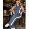 image:imageUOUA Womens Plus Size 2 Piece Outfit Summer Casual Lounge Set Sleeveless Tank Top Wide Leg Pants Travel Vacation ClothingGreyblue