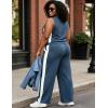 image:imageUOUA Womens Plus Size 2 Piece Outfit Summer Casual Lounge Set Sleeveless Tank Top Wide Leg Pants Travel Vacation ClothingGreyblue