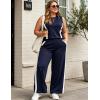 image:imageUOUA Womens Plus Size 2 Piece Outfit Summer Casual Lounge Set Sleeveless Tank Top Wide Leg Pants Travel Vacation ClothingNavy