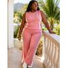 image:imageUOUA Womens Plus Size 2 Piece Outfit Summer Casual Lounge Set Sleeveless Tank Top Wide Leg Pants Travel Vacation ClothingPink