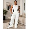 image:imageUOUA Womens Plus Size 2 Piece Outfit Summer Casual Lounge Set Sleeveless Tank Top Wide Leg Pants Travel Vacation ClothingWhite