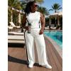 image:imageUOUA Womens Plus Size 2 Piece Outfit Summer Casual Lounge Set Sleeveless Tank Top Wide Leg Pants Travel Vacation ClothingWhite