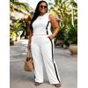 image:imageUOUA Womens Plus Size 2 Piece Outfit Summer Casual Lounge Set Sleeveless Tank Top Wide Leg Pants Travel Vacation ClothingWhite