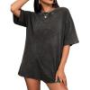 image:imageUOUA Women Oversized Graphic TShirt Casual Cotton Tees Printed Summer TopsWashed Black
