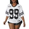 image:imageUOUA Womens Jersey Y2k Baggy Shirts Number Graphic Tees Oversized V Neck Tshirts Streetwear TopsWhite