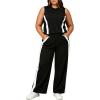 image:imageUOUA Womens Plus Size 2 Piece Outfit Summer Casual Lounge Set Sleeveless Tank Top Wide Leg Pants Travel Vacation ClothingBlack