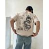 image:imageUOUA Mens Graphic Tees Vintage Oversized TShirts Casual Acid Wash Cotton Streetwear S2XLDragonbeige