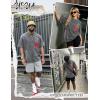 image:imageUOUA Mens Graphic Tees Vintage Oversized TShirts Casual Acid Wash Cotton Streetwear S2XLRosegrey