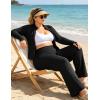 image:imageUOUA Womens 2 Piece Set Long Sleeve Jacket amp Ankle Length Workout Flare Leggings Casual Matching Outfit Tracksuit Sweatsuit28 InseamBlack