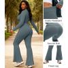 image:imageUOUA Womens 2 Piece Set Long Sleeve Jacket amp Ankle Length Workout Flare Leggings Casual Matching Outfit Tracksuit Sweatsuit28 InseamBrown