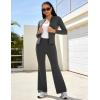 image:imageUOUA Womens 2 Piece Set Long Sleeve Jacket amp Ankle Length Workout Flare Leggings Casual Matching Outfit Tracksuit Sweatsuit28 InseamDarkgrey