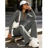 image:imageUOUA Womens 2 Piece Set Long Sleeve Jacket amp Ankle Length Workout Flare Leggings Casual Matching Outfit Tracksuit Sweatsuit28 InseamGrey