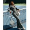 image:imageUOUA Womens 2 Piece Set Long Sleeve Jacket amp Ankle Length Workout Flare Leggings Casual Matching Outfit Tracksuit Sweatsuit28 InseamGrey
