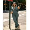 image:imageUOUA Womens 2 Piece Set Long Sleeve Jacket amp Ankle Length Workout Flare Leggings Casual Matching Outfit Tracksuit Sweatsuit28 InseamGreyblue