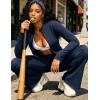image:imageUOUA Womens 2 Piece Set Long Sleeve Jacket amp Ankle Length Workout Flare Leggings Casual Matching Outfit Tracksuit Sweatsuit28 InseamNavy