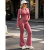 image:imageUOUA Womens 2 Piece Set Long Sleeve Jacket amp Ankle Length Workout Flare Leggings Casual Matching Outfit Tracksuit Sweatsuit28 InseamPink