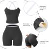 image:imageUOUA Womens Workout Set 2 Piece Gym Outfit High Waisted Tummy Control Shorts Halter Padded Sports Bra Tank Athletic Yoga WearDarkgrey