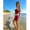 image:imageUOUA Womens Workout Set 2 Piece Gym Outfit High Waisted Tummy Control Shorts Halter Padded Sports Bra Tank Athletic Yoga WearDarkred