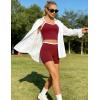 image:imageUOUA Womens Workout Set 2 Piece Gym Outfit High Waisted Tummy Control Shorts Halter Padded Sports Bra Tank Athletic Yoga WearDarkred