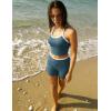 image:imageUOUA Womens Workout Set 2 Piece Gym Outfit High Waisted Tummy Control Shorts Halter Padded Sports Bra Tank Athletic Yoga WearGreyblue
