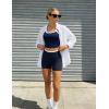 image:imageUOUA Womens Workout Set 2 Piece Gym Outfit High Waisted Tummy Control Shorts Halter Padded Sports Bra Tank Athletic Yoga WearNavy